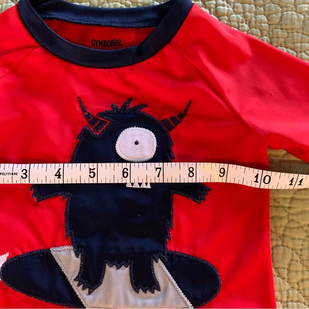 Kids Red and Blue Rashguard with Surfer on Front Size 12-18 months